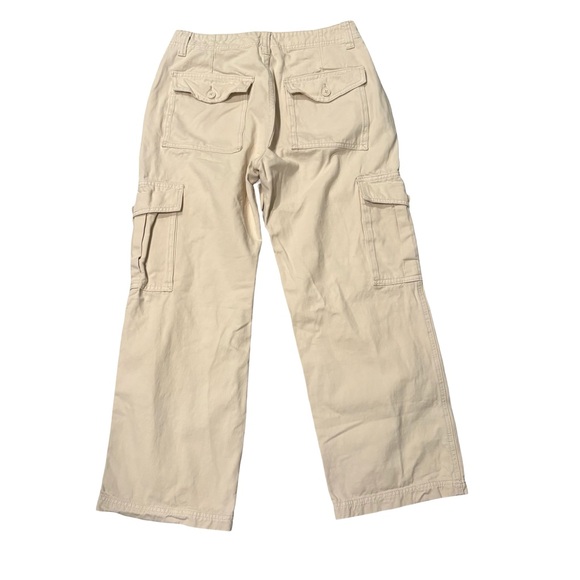 John Galt Brandy Melville Hi-Rise Wide Leg Cargo Denim Pants Off White - Picture 6 of 13